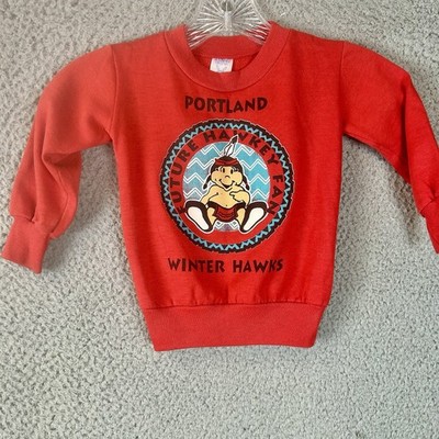 Vintage Portland Winter Hawks 2T Kids Hockey Logo Crewneck Sweatshirt 90s HAWKEY