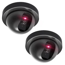 Dummy Fake Security CCTV Dome Camera with Flashing Red LED Light with Securit...