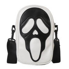Black White Cross Body Bag Scream Mask Design Halloween Costume Accessory