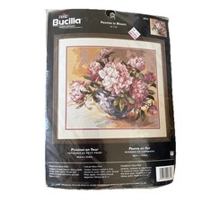 1998 Bucilla 4771 Peonies In Bloom Needlepoint Kit 16 X 14 Floral Flowers New