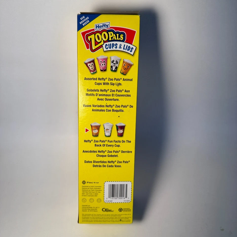 Hefty Zoo Pals 14 Cups & Sip Lids 8oz Discontinued 2007 Assorted Animals- New - Image 4 of 4