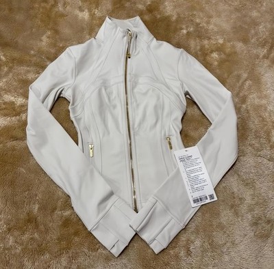 Lululemon Define Cropped Jacket Nulu Bone Gold Size 2 Thumbholes