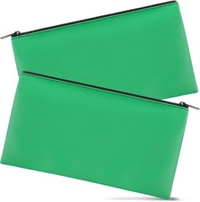 2 Pieces Money Bags Zipper Pouch Bank Cash Cosmetics Green