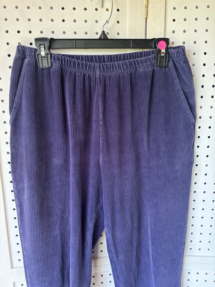 Blair Navy Blue Ribbed Pull On Straight Leg Soft Corduroy Pants Womens Sz M - Image 2 of 4