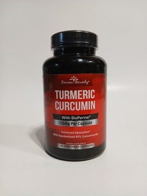 Divine Bounty Turmeric Curcumin with Bioperine - 755 mg - 120 caps - Exp 8/27
