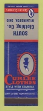 Matchbook Cover - Curlee Men's Clothes South Wilmington OH