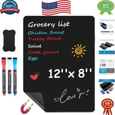Compact Magnetic Whiteboard 12"x8" with 3 Color Chalk Markers for Home Use