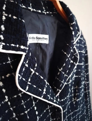 Blazer Boucle Noir Blanc à Carreaux Fella Hamilton 38 Made in Australia Elegant - Photo 1/4