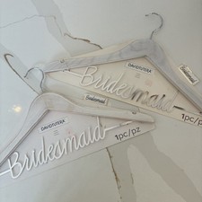 Wedding Two Bridesmaid s Dress Hanger White Silver - New