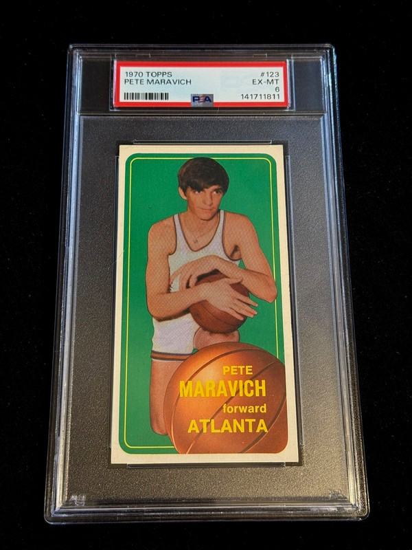 PETE MARAVICH 1970 70-71 TOPPS 123 VINTAGE BASKETBALL ROOKIE RC EX-MINT PSA 6