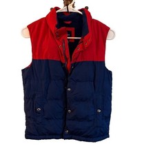 Gap Kids Red and Navy Two-Tone Fleece Lined Puffer Vest Size M
