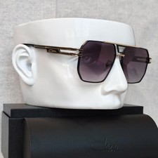 Cazal Tinted Glasses Dark Lenses Sunglasses Black Golden Metal Temple Eyewear