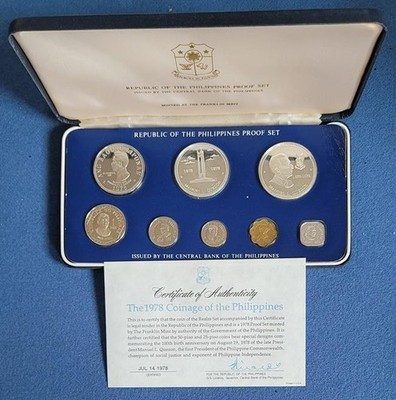 1978 Coins of the Philippines 8 coin Proof Set with 2 Silver Coins