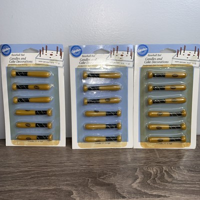 Wilton Baseball Bat Candles Cake Decorations Original Packaging Vintage 3 Packs