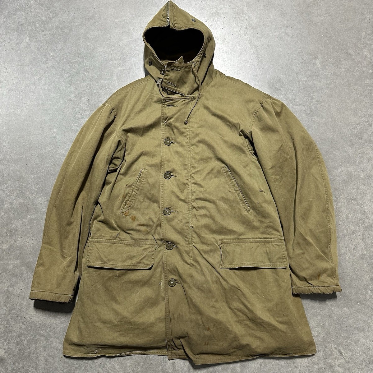 VTG 40s World War II Overcoat Parka Sheepskin Lined WW2 1941 USMC