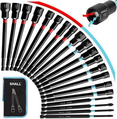 20PCS Magnetic Nut Driver Set, 6  Long Nut Drivers for Impact Drill, SAE & Me...