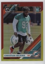 2019 Panini Donruss Optic Rookies Red & Yellow Prizm Christian Wilkins #105 0a2