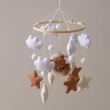 Baby Mobile for Crib Handmade Moon Bear Crib Mobile, Nursery Mobiles with B...