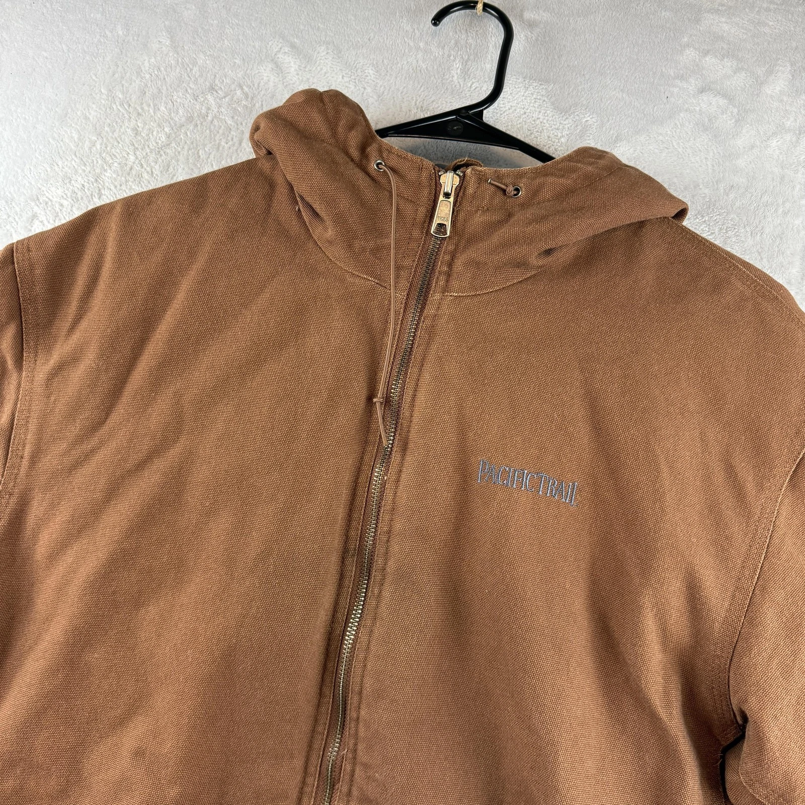 Pacific Trail Jacket Mens Medium Brown Hooded Quilted Lined Canvas Workwear Coat