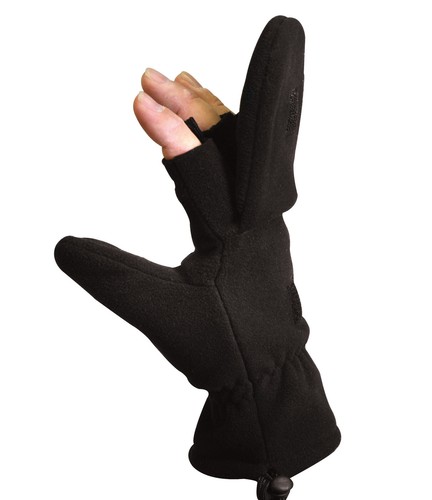 Fleece Sniper Fingerless Gloves Mittens - Olive Drab or Black Glove - Picture 5 of 7