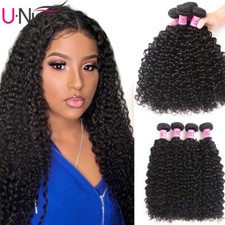 UNice Brazilian Curly Virgin Hair Weaves 4 Bundles Human Hair Extensions Weft US