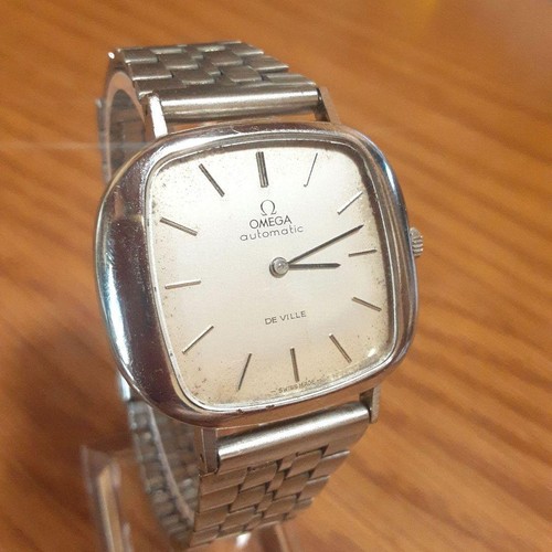 Omega De Ville Vintage Silver Square Automatic Mens Watch Authentic Working - Picture 2 of 7