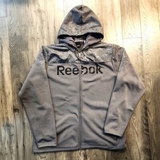 Mens Size XL Full Zip Hoodie Reebok 2014 Hooded Reflective With Pockets Gray