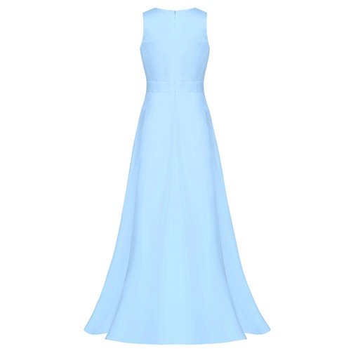 Girls Formal Sleeveless Gown Stylish Dress High Waist Wedding Faux Pearls Party - Picture 39 of 48