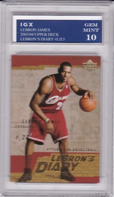 lebron james rookie card rare LEBRON JAMES ROOKIE CARD 2003/04 Upper Deck Diary GEM MINT 10 Basketball  RARE RC