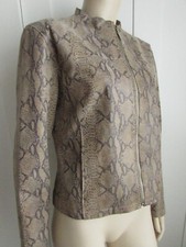 Kit Contemporary 100% Leather Jacket Snakeskin Print Zip Up Lined Size Uk 16