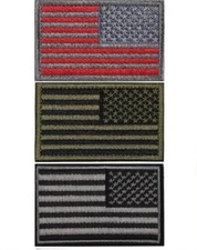 Reverse USA Flag, Patch 3''X 2'' Hook & Loop Military Tactical Patriotic