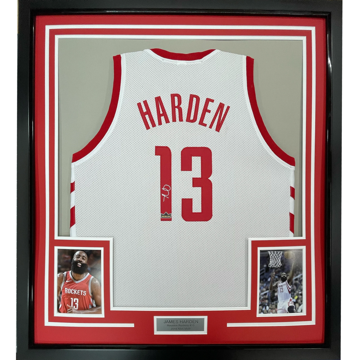 Framed Facsimile Autographed James Harden 33x42 White Reprint