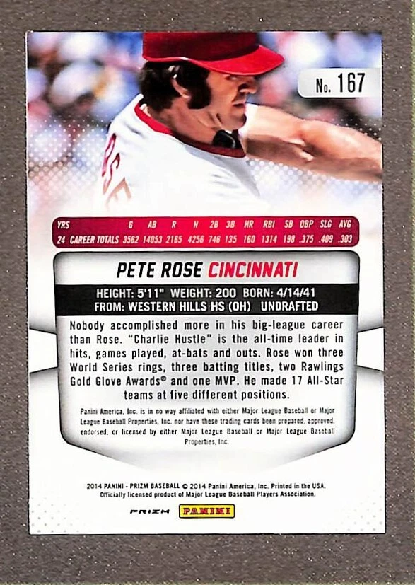2014 Panini Prizm Camo Prizm #167 Pete Rose - Image 2 of 3