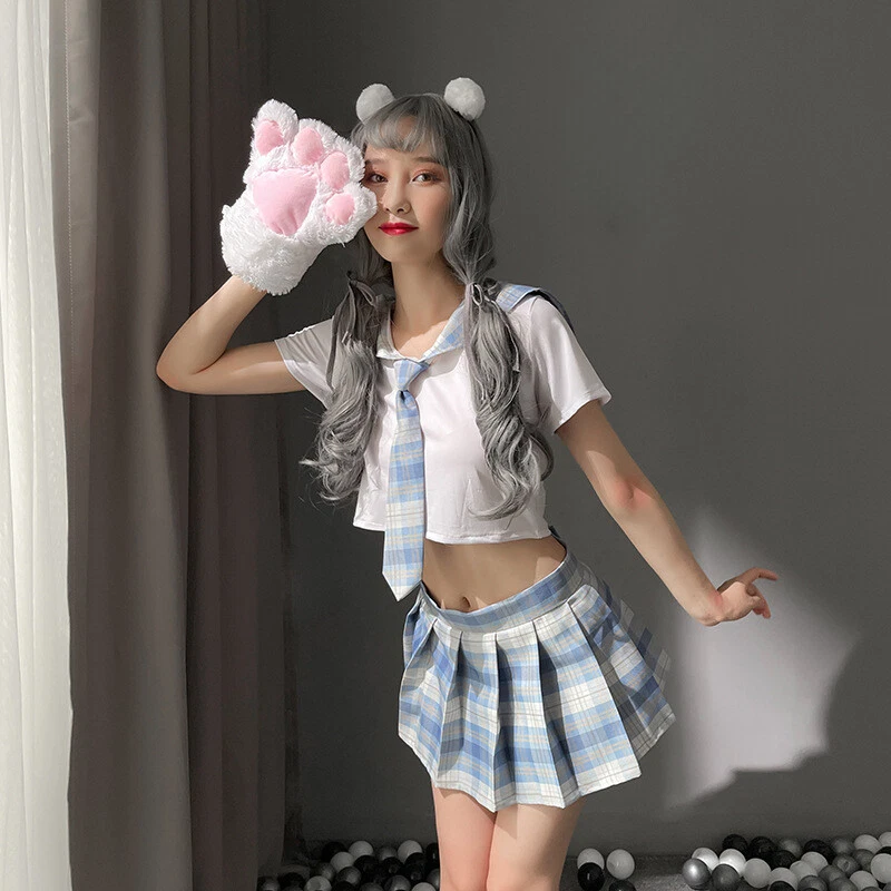 Sexy Women Naughty School Girl Uniform Outfit Fancy Dress Costume Cosplay Set - Image 2 of 4