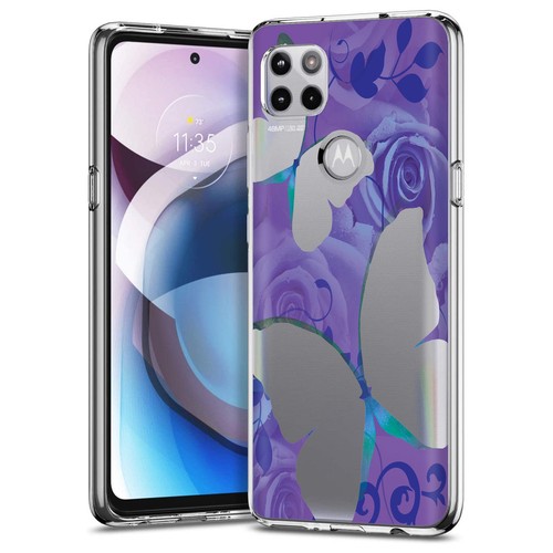 Total Guard Cover Case For Motorola One 5g Ace Purple Rose Butterfly Ebay