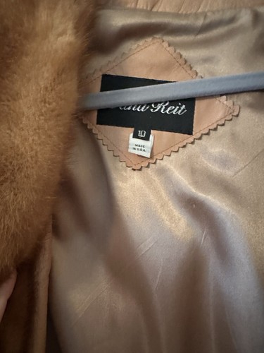 Sable Fur Trim Italian Butter Leather Swing Coat- Premium Quality Authentic Fur - Picture 5 of 5