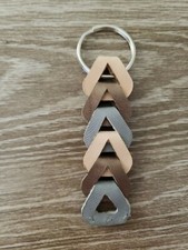 Handmade Leather Key Chain Three Toned With Silver Tone Split Ring