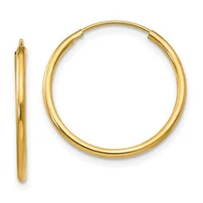 14K Yellow Gold Endless Hoop Earrings Jewelry New 18mm 18mm x 18mm