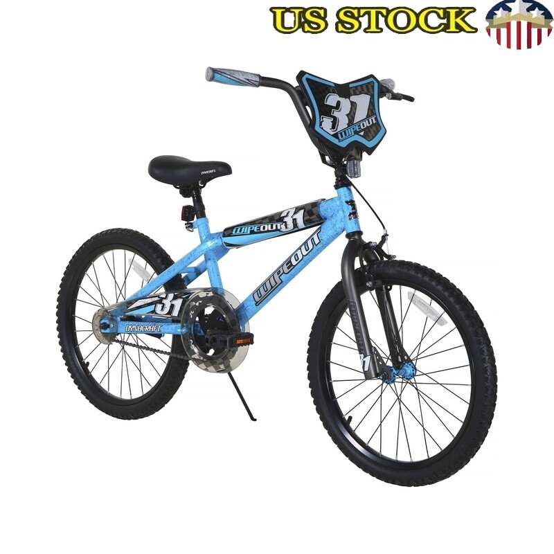Boys 20 In BMX Bike Wipeout Single Speed Coaster Brake Steel Frame Kids Blue New