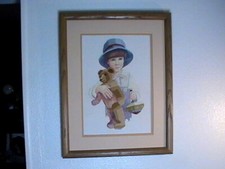 Boy Teddy Bear Completed Needlepoint Printed Embroidery Cross Stitch 19.5x16