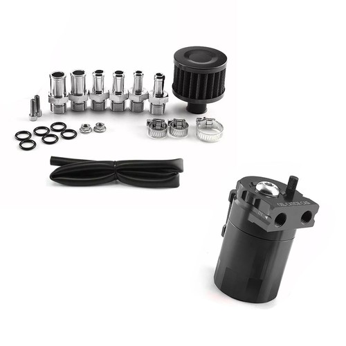 Oil Catch Can Kit Reservoir Baffled Tank With Breather Filter Universal Aluminum - Foto 3