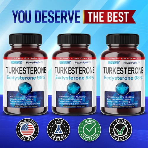 TURKESTERONE 120 Capsules TESTOSTERONE BOOSTER MAX STRENGTH POTENT EXTRACT - Afbeelding 1 van 11