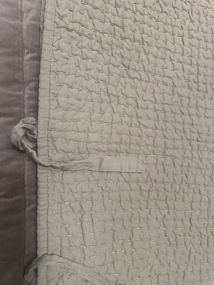 Pottery Barn "Pick-Stitch - Verde" Lino Algodón Acolchado Falsa Estándar Foto 2 de 4