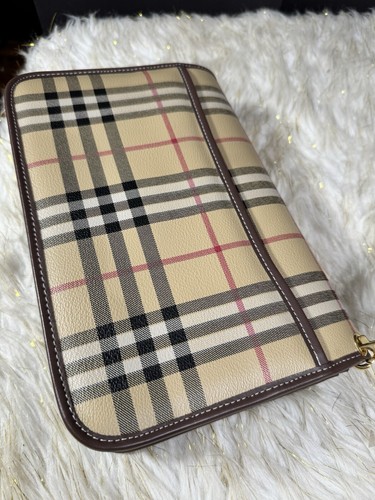 Valentino Marudini Wristlet Clutch Pouch Brown checkered, Italy Unisex - Picture 24 of 24