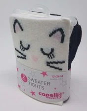 Capelli Kids NY 2 Pairs Sweater Tights White/Black, Size: 12-24M