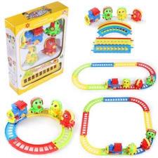 Toddler Battery Operated Octopus Friends Toy Train and Track Toy Set With Music