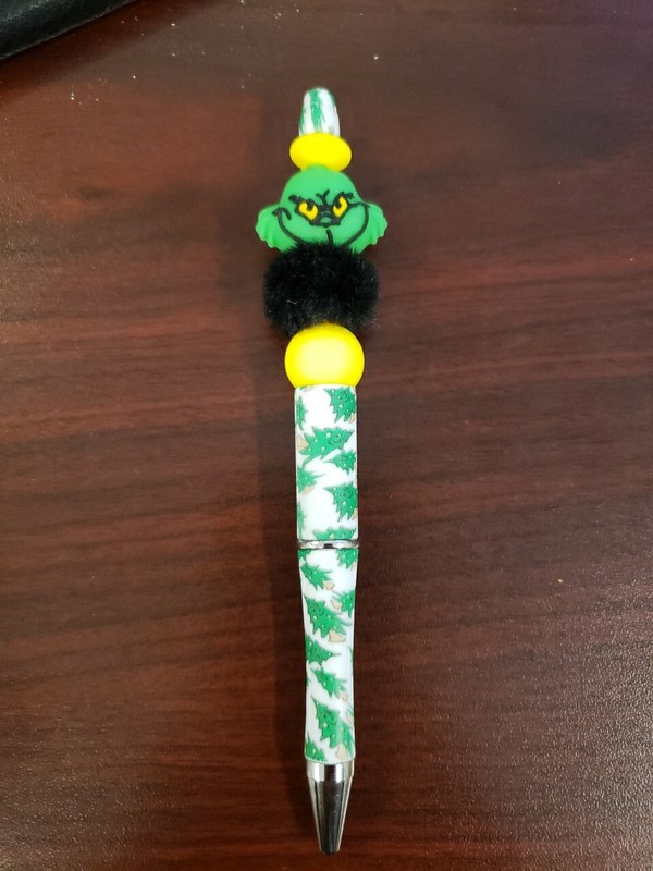 New Handmade Christmas Grinch Focal Bead Beaded Pen