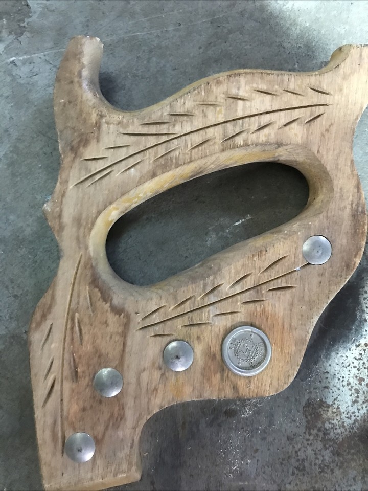 Lot of 3 Vintage Disston Hand Saws D8 ? with Thumbhole D20 ? Wheat