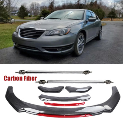 For Chrysler 200 300 Front Bumper Lip Spoiler Splitter Strut Carbon Fiber