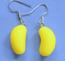 Mini jelly bean earrings,fimo jellybean earrings,fimo yellow jelly bean earrings